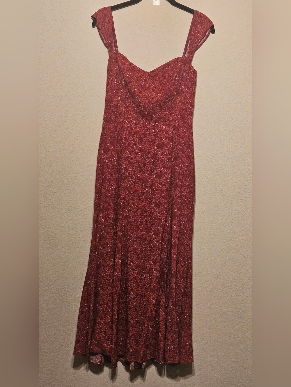 Reformation Red Floral Maxi Dress with Sweetheart Neckline